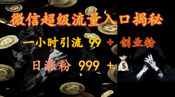 微信超级流量入口揭秘：一小时引流 99 + 创业粉，日涨粉 999 +-副业资源站