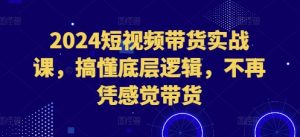 2024短视频带货实战课,搞懂底层逻辑,不再凭感觉带货-副业资源站
