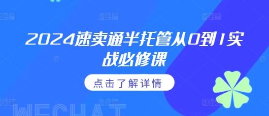 2024速卖通半托管从0到1实战必修课，掌握通投广告打法、熟悉速卖通半托管的政策细节-副业资源站