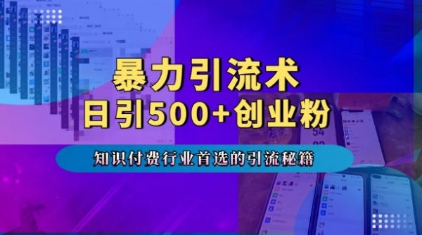 暴力引流术，专业知识付费行业首选的引流秘籍，一天暴流500+创业粉，五个手机流量接不完!-副业资源站