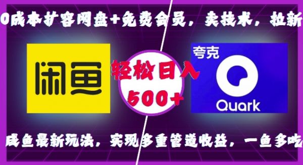 0成本扩容网盘+免费会员，卖技术，拉新，咸鱼最新玩法，实现多重管道收益，一鱼多吃，轻松日入500+-副业资源站