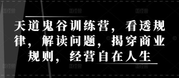 天道鬼谷训练营，看透规律，解读问题，揭穿商业规则，经营自在人生-副业资源站