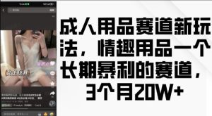 成人用品赛道新玩法，情趣用品一个长期暴利的赛道，3个月收益20个【揭秘】-副业资源站