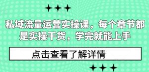 私域流量运营实操课,每个章节都是实操干货,学完就能上手-副业资源站