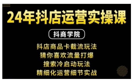 抖音小店运营实操课：抖店商品卡截流玩法，猜你喜欢流量打爆，搜索冷启动玩法，精细化运营细节实战-副业资源站