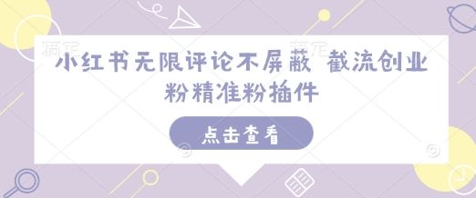 小红书无限评论不屏蔽 截流创业粉精准粉插件-副业资源站