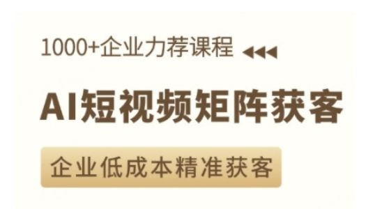 AI短视频矩阵获客实操课，企业低成本精准获客-副业资源站