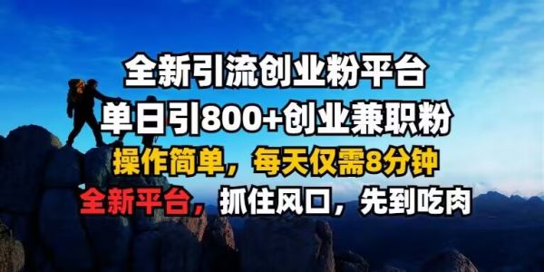 全新引流创业粉平台 单日引800+，创业兼职粉，操作简单，每天仅需8分钟【仅揭秘】-副业资源站