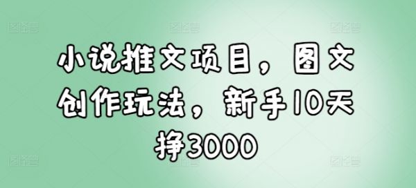 小说推文项目，图文创作玩法，新手10天挣3000-副业资源站