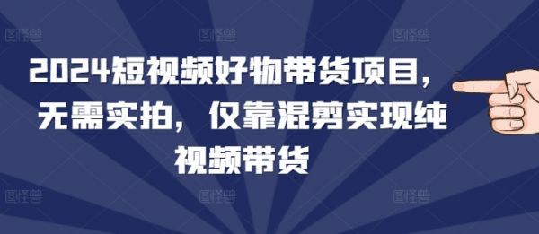 2024短视频好物带货项目,无需实拍,仅靠混剪实现纯视频带货