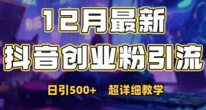 最新公开:12月份抖音日引500+创业粉秘籍-副业资源站