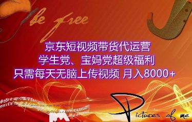 京东短视频带货代运营，学生党、宝妈党超级福利，只需每天无脑上传视频，月入8000+【仅揭秘】-副业资源站