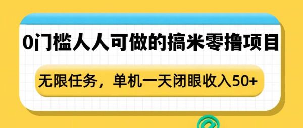 0门槛人人可做的搞米零撸项目，无限任务，单机一天闭眼收入50+-副业资源站