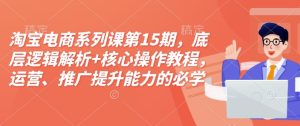 淘宝电商系列课第15期,底层逻辑解析+核心操作教程,运营、推广提升能力的必学课程+配套资料-副业资源站