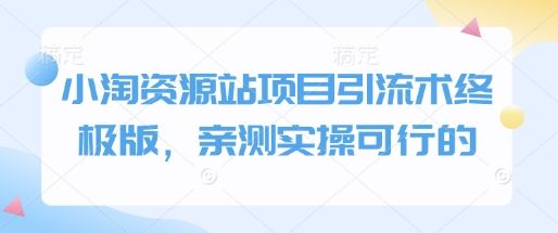 小淘资源站项目引流术终极版，亲测实操可行的-副业资源站