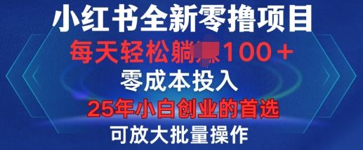 小红书全新纯零撸项目，只要有号就能玩，可放大批量操作，轻松日入100+【揭秘】-副业资源站