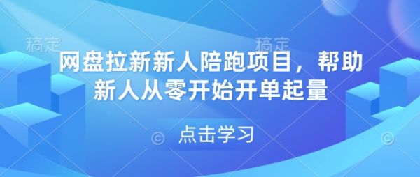 网盘拉新新人陪跑项目，帮助新人从零开始开单起量-副业资源站