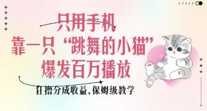 只用手机靠一只“跳舞的小猫”爆发百万播放,狂撸分成收益,保姆级教学-副业资源站