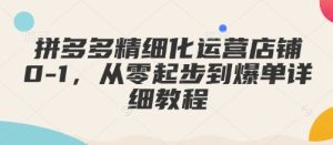 拼多多精细化运营店铺0-1，从零起步到爆单详细教程-副业资源站