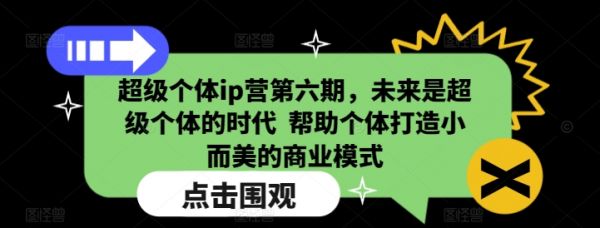 超级个体ip营第六期,未来是超级个体的时代 帮助个体打造小而美的商业模式