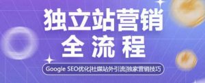 独立站营销全流程，Google SEO优化，社媒站外引流，独家营销技巧-副业资源站