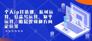 个人ip打造课,私域运营,公众号运营,知乎运营,底层逻辑和方向定位等-副业资源站