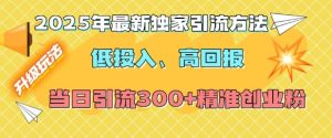 2025年最新独家引流方法,低投入高回报?当日引流300+精准创业粉-副业资源站