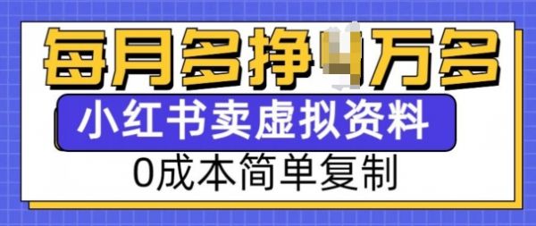 小红书虚拟资料项目，0成本简单复制，每个月多挣1W【揭秘】-副业资源站