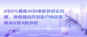 2025最新AI闪电做外贸实战课，外贸建站开发客户内容营销从0到3做外贸-副业资源站