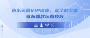 京东运营VIP课程，最全的全能京东爆款运营技巧-副业资源站