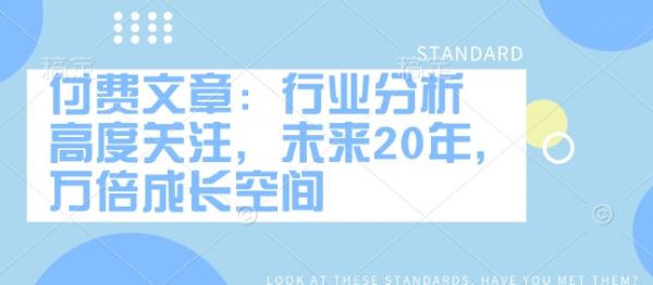 付费文章：行业分析 高度关注，未来20年，万倍成长空间-副业资源站