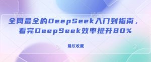 全网最全的DeepSeek入门到指南，看完DeepSeek效率提升80%(建议收藏)-副业资源站