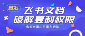 首发飞书文档破解复制权限，售卖自用均可暴力玩法-副业资源站