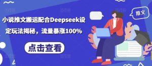 小说推文搬运配合Deepseek设定玩法揭秘，流量暴涨100%-副业资源站