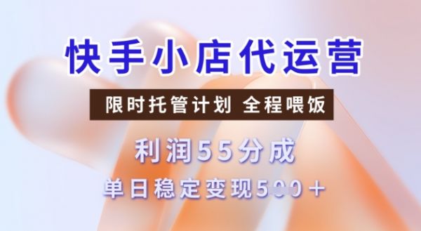快手小店代运营3.0，模式新升级，收益55分，稳定单日5张【揭秘】-副业资源站