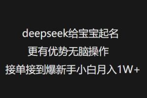 deepseek给宝宝起名更有优势无脑操作接单接到爆新手小白月入1W+-副业资源站
