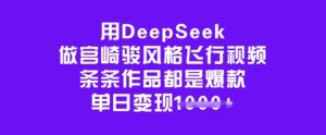 用DeepSeek做宫崎骏风格飞行视频，条条作品都是爆款，单日变现多张-副业资源站