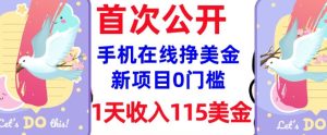 在线挣美金新项目，0门槛，1天收入115美刀，无脑操作，真正被动收入-副业资源站