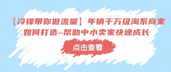 【冷锋带你做流量】年销千万级淘系商家如何打造–帮助中小卖家快速成长-副业资源站