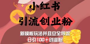 小红书引流创业粉,新模板玩法并且安全导流,日引100+创业粉-副业资源站