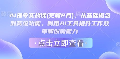 AI指令实战课(更新2月)，从基础概念到高级功能，利用AI工具提升工作效率和创新能力-副业资源站
