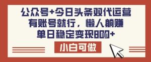 公众号+今日头条双代运营,有账号就行,单日稳定变现8张【揭秘】-副业资源站