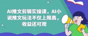 AI推文剪辑实操课，AI小说推文玩法不仅上限高，收益还可观-副业资源站