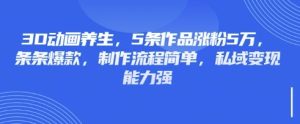 3D动画养生,5条作品涨粉5万,条条爆款,制作流程简单,私域变现能力强-副业资源站