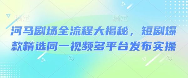 河马剧场全流程大揭秘,短剧爆款精选同一视频多平台发布实操