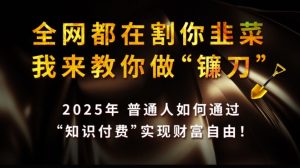 全网都在割你韭菜，我来教你做镰刀,2025普通人如何通过知识付费，实现财F自由【揭秘】-副业资源站