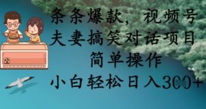 条条爆款，视频号夫妻搞笑对话项目，简单操作，小白轻松日入3张+-副业资源站