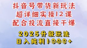 2025全新升级抖音带货玩法，一天纯利四位数，从剪辑到选品再到发布投流，超详细玩法揭秘-副业资源站