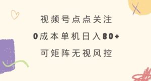 视频号点点关注，0成本单号80+，可矩阵，绿色正规，长期稳定【揭秘】-副业资源站