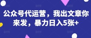 公众号代运营，我出文章你来发，暴力日入5张+【揭秘】-副业资源站